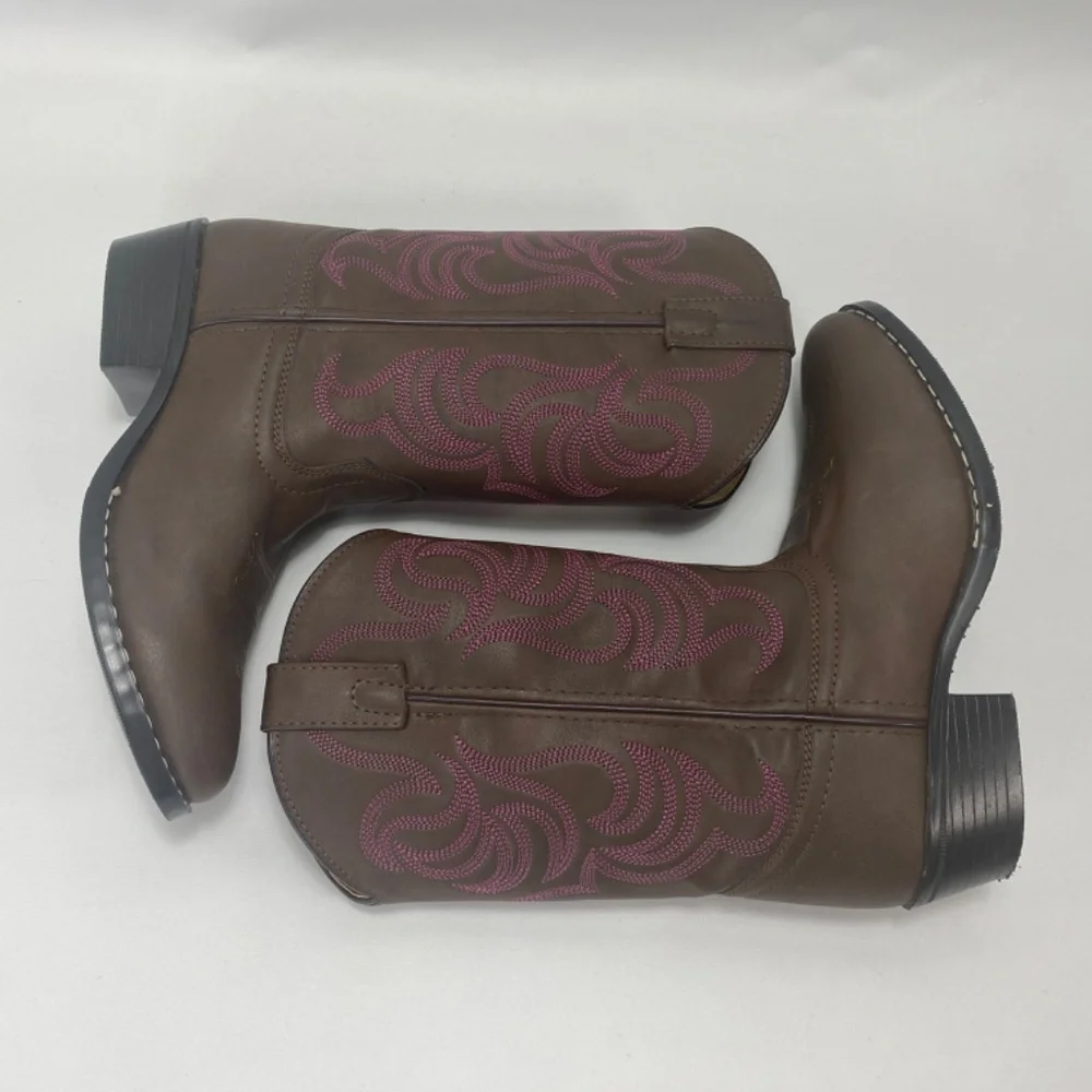 Smoky Mountain Youths 4.5 Monterey Western Cowboy Boots Faux Leather Brown/Pink